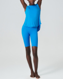 Women Running Sleeveless Vest Solid Color Yoga Two-piece Shorts Sets S-XL