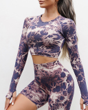 Women Hot Sale Long Sleeve Tie Dye Sports Tops S-L
