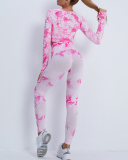 Women Hot Sale Long Sleeve Tie Dye Sports Tops S-L
