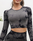 Women Hot Sale Long Sleeve Tie Dye Sports Tops S-L