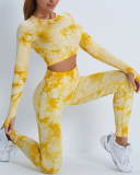 Women Hot Sale Long Sleeve Tie Dye Sports Tops S-L