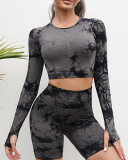 Women Hot Sale Long Sleeve Tie Dye Sports Tops S-L