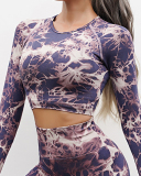 Women Hot Sale Long Sleeve Tie Dye Sports Tops S-L