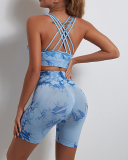 Hot Sale Sleeveless Back Strappy Tie Dye Sports Bra S-L