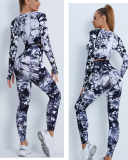 Women Hot Sale Long Sleeve Tie Dye Sports Tops S-L