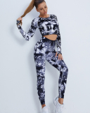 Women Hot Sale Long Sleeve Tie Dye Sports Tops S-L