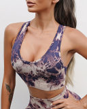 Hot Sale Sleeveless Back Strappy Tie Dye Sports Bra S-L