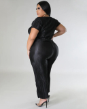 Plus Size Women New Summer Two Piece Pant Set