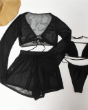 4 Pcs Set Women Mesh Swimsuit Swimwear S-L