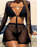4 Pcs Set Women Mesh Swimsuit Swimwear S-L