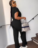 Solid Color Sporty Women Two Piece Pant Set