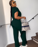 Solid Color Sporty Women Two Piece Pant Set