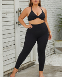 Women Quick Dry High Waist Solid Color Plus Size Pants L-3XL