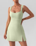 Women Square Neck Sleeveless Golf Tennis Dress Green Pink White Black S-XL