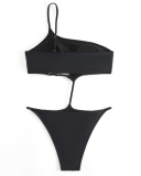 Black Hollow Out Women One Piece Swimsuit S-L