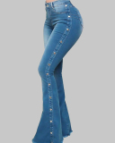 High Waist Elastic Women Jean Trousers
