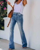 Facory Wholesale High Waist Elastic Women Jean Trousers