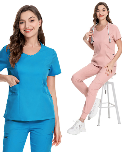 Surgical Set Short Sleeve V-neck Dental Nurse Uniform Pants Sets Two pieces Outfit XS-2XL