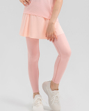 Girls Fitness Fake Two Piece Skirts Outside Wear Sports Leggings Yellow Pink Purple Black 120-150