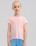 Girl Kids Loose Quick Dry O Neck Short Sleeve T-shirts Blue Pink Yellow Gray 120-150