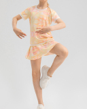 Summer Bubble Printed Girls O Neck Short Sleeve Sports T-shirts Pink Yellow Purple Rosy 120-150