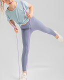 New Summer High Elestic Dance Sports Outside Active Girls Pants Leggings Purple Green Black 120-150