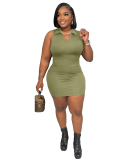 V-neck Sleeveless Women Short Mini Dress S-XXL