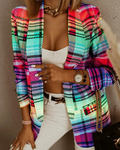Street Hipster Print New Suit Paid Colored Floral Jacket S-2XL