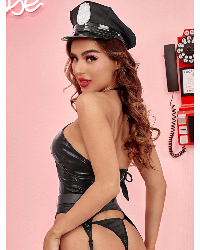 Women's one-piece Hollow Sexy Policewoman Uniform Costume
