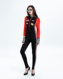 Racing Hot Women Black Red Jumpsuit
