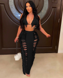 Hot Sale Summer Tassel Knit Beach Wear Skirt Sets Two Pieces Outfit Black Rosy White Orange S-XL