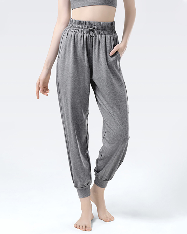 Women Loose Running Training Yoga Casual Sports Trousers Pants Gray Deep Gray Black Pink S-XL