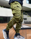 Summer Men Casual Steet Style Refletive Line Pocket Pants M-3XL