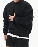 Autumn Long Sleeve Crew Neck Patchwork Sweatshirt Gray Khaki Black Brown Beige M-3XL