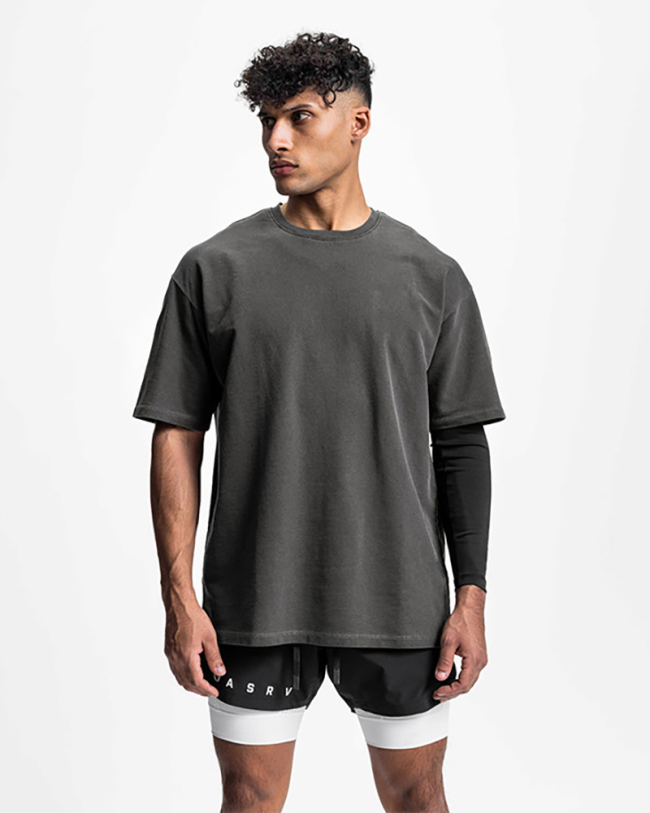 Men's Short Sleeve Loose O Neck Solid Color Basic T-shirt Gray Khaki Black  Beige Navy Blue M-3XL