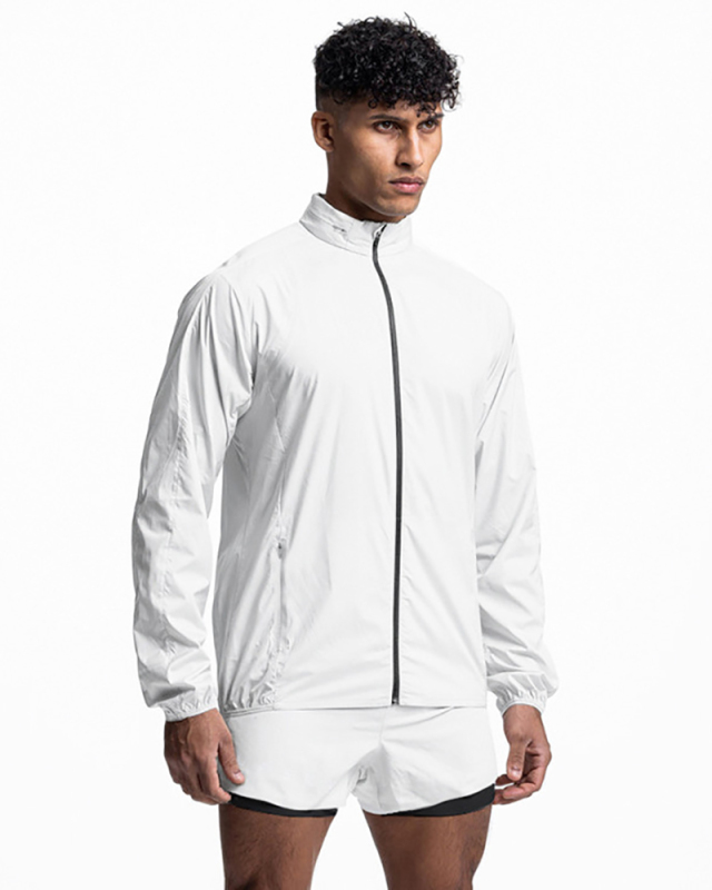 Men's Long Sleeve Zipper Hoodies Sports Coat  White Black M-3XL
