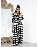 Geometric Long Sleeve Button Pocket Shirt Set Two Piece Pant Set