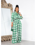 Geometric Long Sleeve Button Pocket Shirt Set Two Piece Pant Set