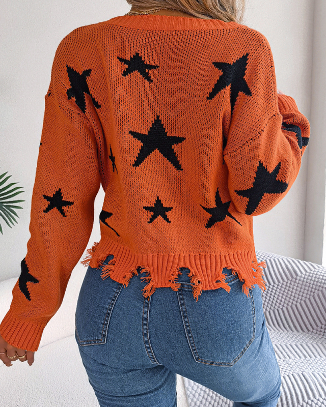Long Sleeve Women V-neck Sweater Top