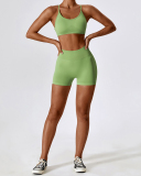 Women High Waist Seamless V Back Outside Wear Yoga Shorts S-XL