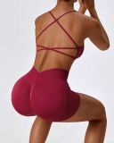 Women High Waist Seamless V Back Outside Wear Yoga Shorts S-XL