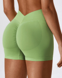 Women High Waist Seamless V Back Outside Wear Yoga Shorts S-XL