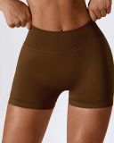 Women High Waist Seamless V Back Outside Wear Yoga Shorts S-XL