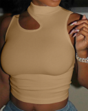 Sleeveless Women Solid Color Vest XS-XL