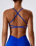 Women Sling Backless Solid Color Sports Bra S-XL