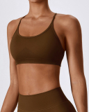 Women Sling Backless Solid Color Sports Bra S-XL
