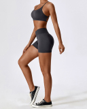 Women High Waist Seamless V Back Outside Wear Yoga Shorts S-XL