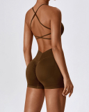 Women Sling Backless Solid Color Sports Bra S-XL