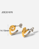 18k Gold Plated Stainless Steel Gold And Silver Geometric Earrings