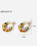 C Earrings Zircon Pearl 18K Gold Stainless Steel Earrings